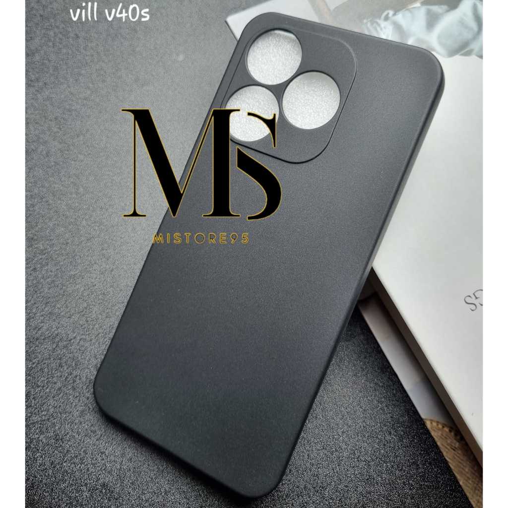 case villaon v40s macaron case square black soft case hitam