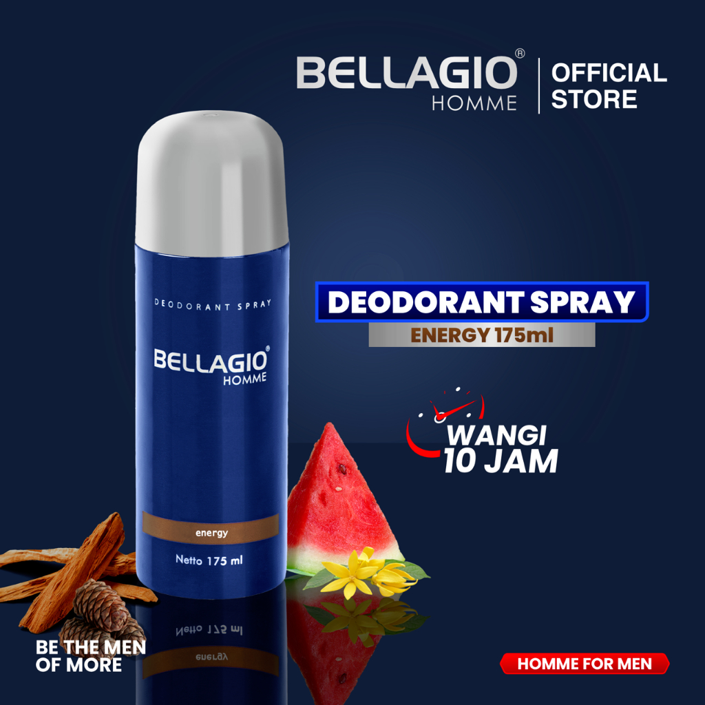 Bellagio Deodorant Spray Energy (Brown, 175ml) Deodorant Antiperspirant