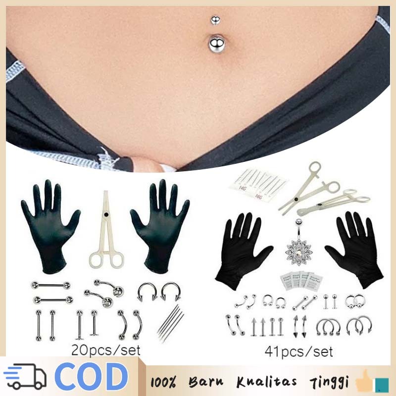 20/41pcs Alat Piercing Telinga Set Alat Tindik Telinga Wanita Alat Tindik Anting Alat Tindik Telinga