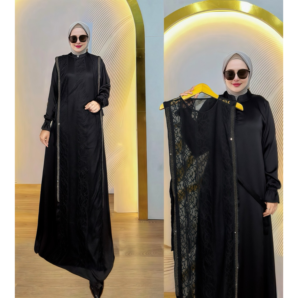 gamis jumbo ld 140 set outer mariska gamis wanita terbaru kekinian