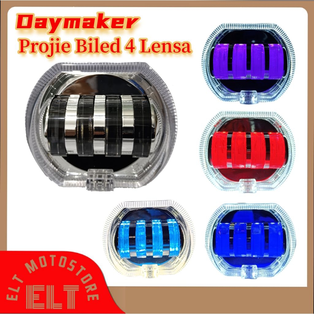 Lampu depan motor Projie Daymaker Biled 4 Lensa 4,5 inch