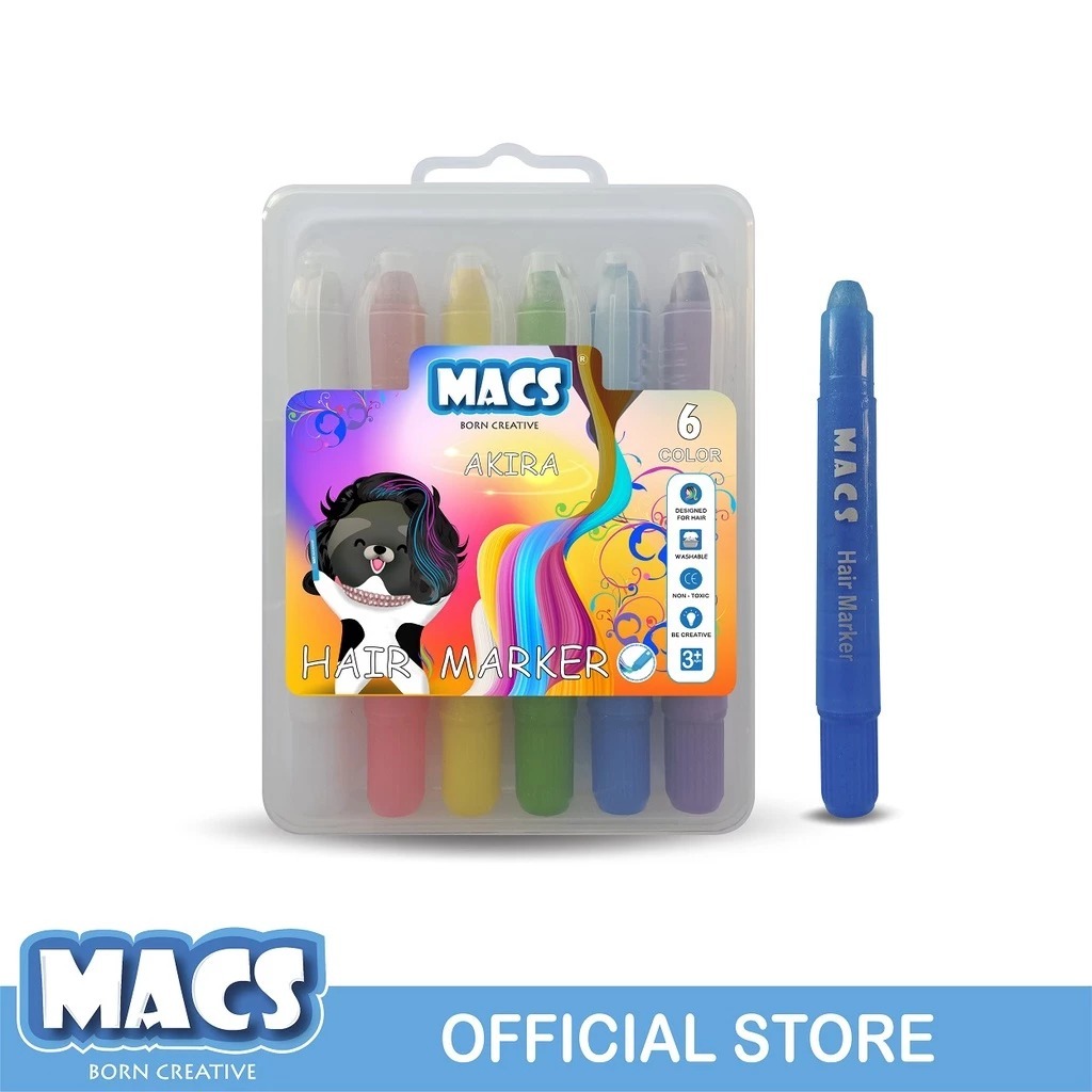 

MACS Hair Marker 6 Color / Pewarna Rambut 6 Warna glitter