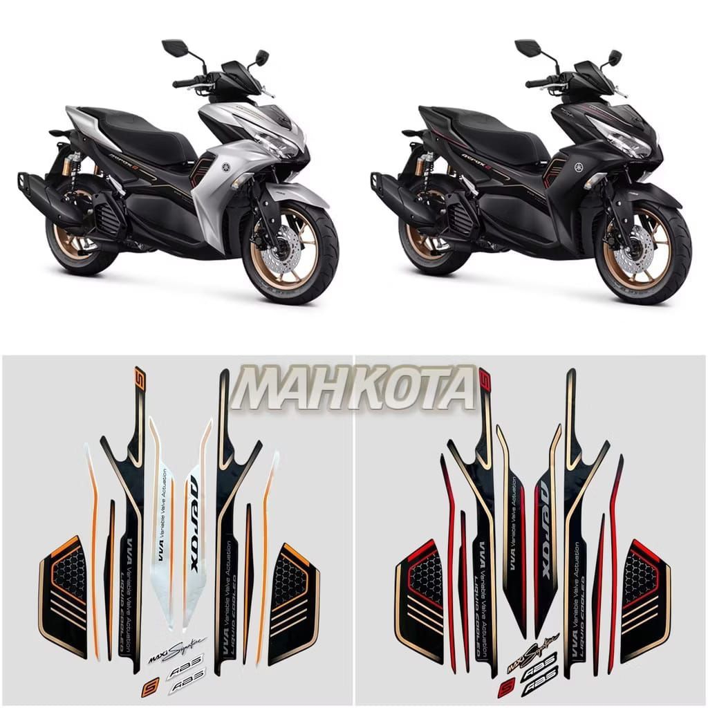 striping stiker motor yamaha aerox 155 ABS connected 2023 hitam silver fullset Berkualitas