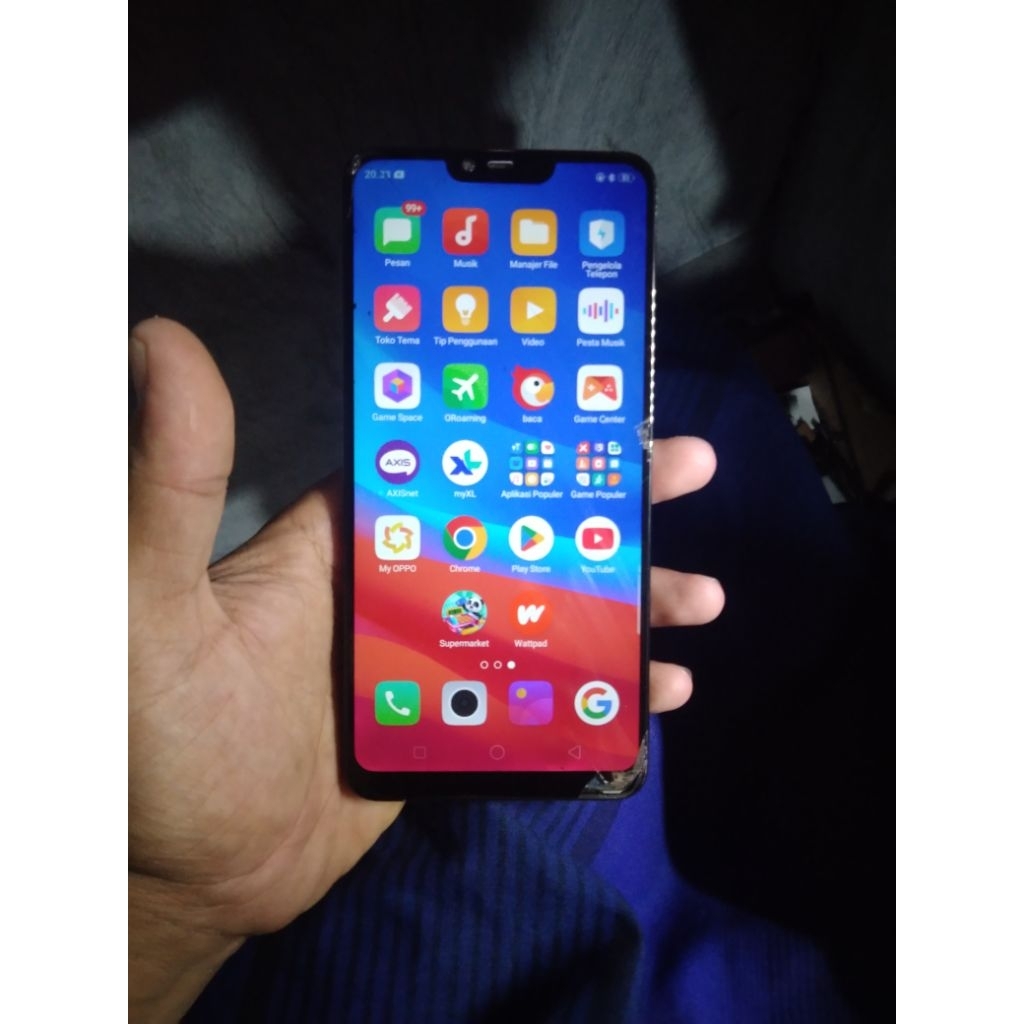 hp Oppo A3s minus retak layar sentuh aman joss