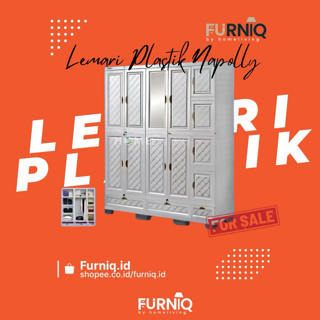 FURNIQ.ID- NAPOLLY - LEMARI PAKAIAN - LEMARI PLASTIK - LEMARI NAPOLLY - LEMARI BAJU 5 PINTU - LEMARI