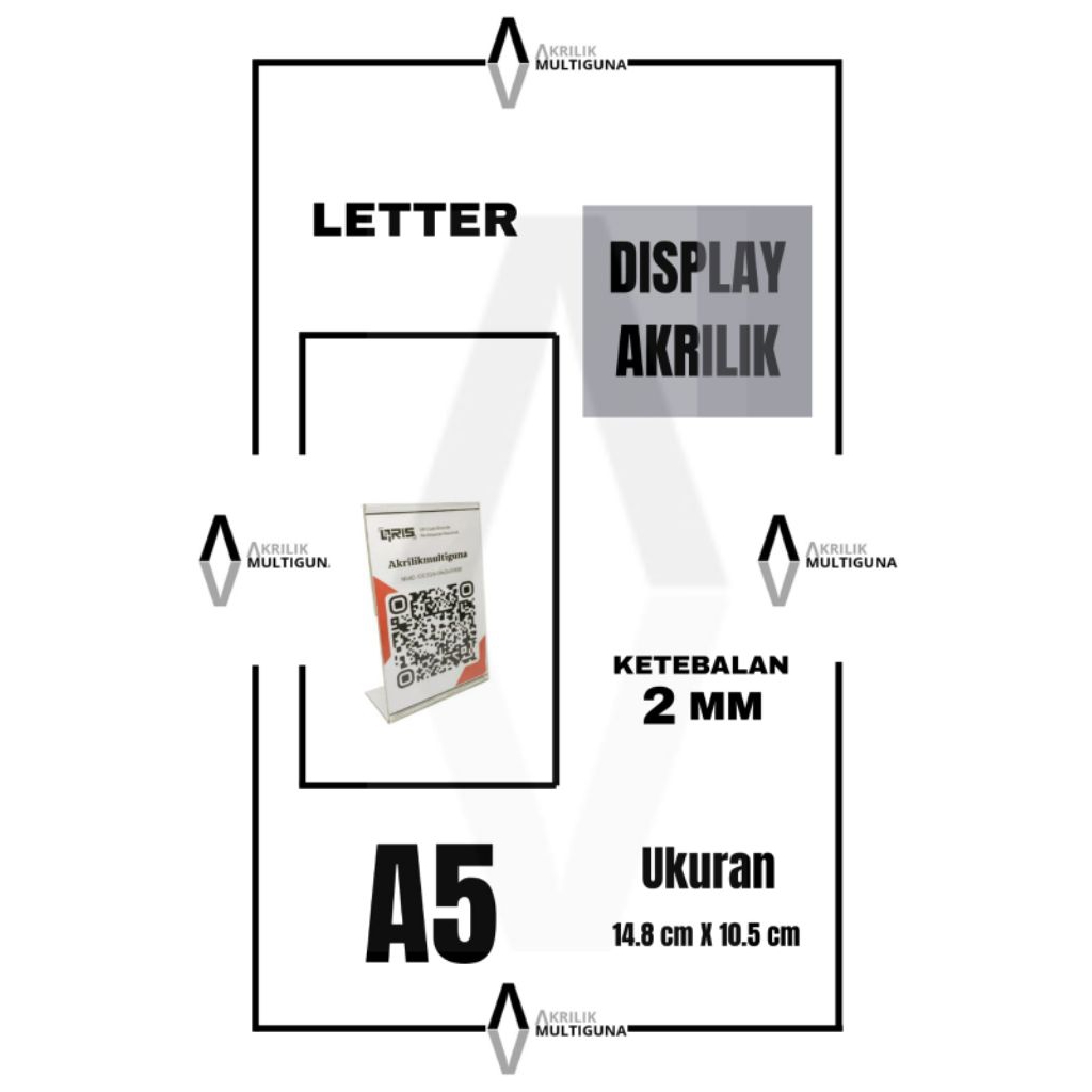 

Tempat Brosur Display Menu Akrilik Acrylic Menu Qris Ukuran A6 LETTER L MIRING Tebal 2mm