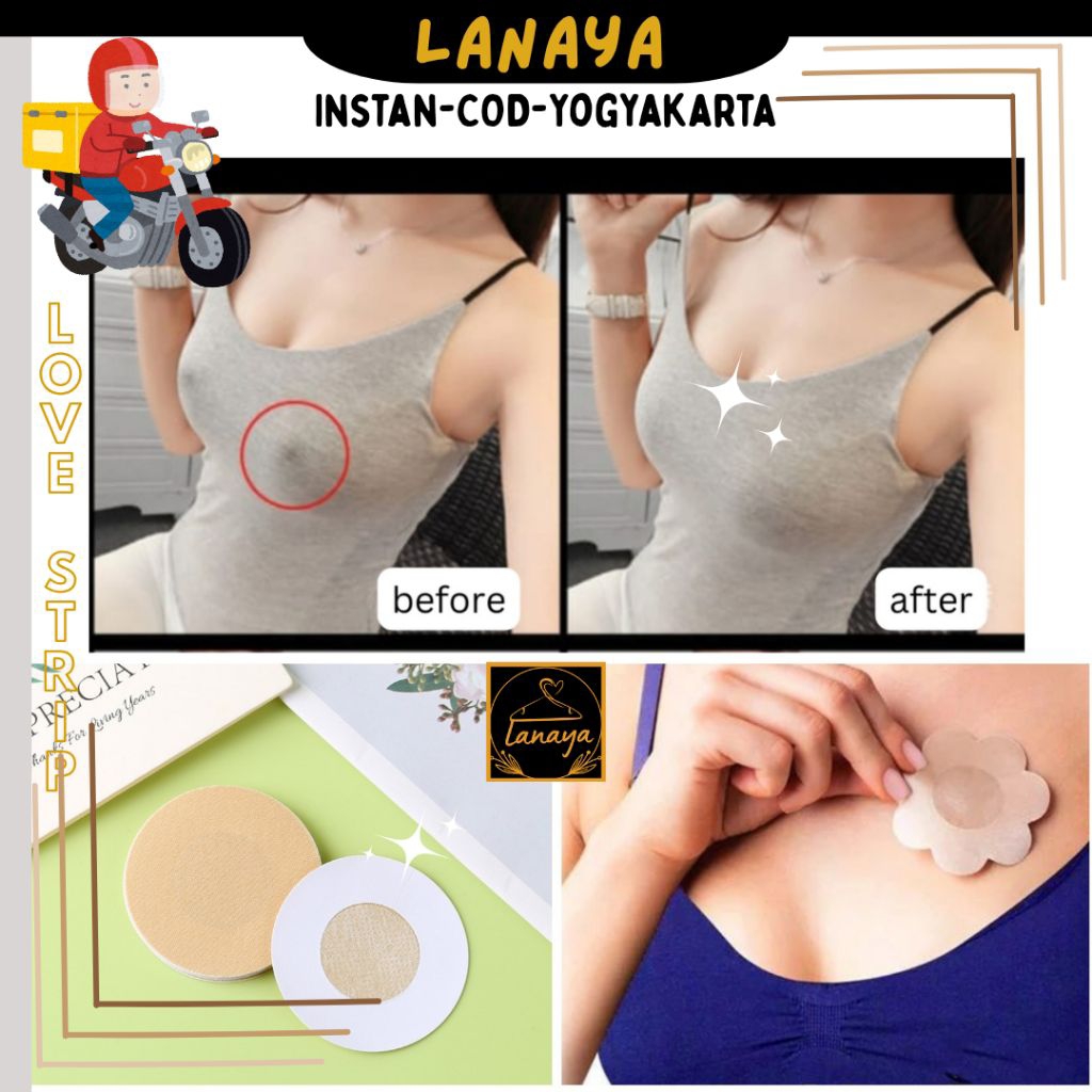 [ Instan - COD ] Lanaya Love Stripe nipple silicon bra tempel bh silicone penutup puting payudara br