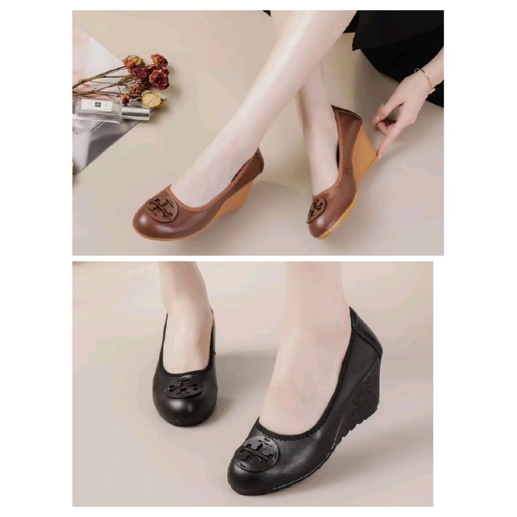 Clarks Tory Wedges 7cm Sepatu Kulit Wanita