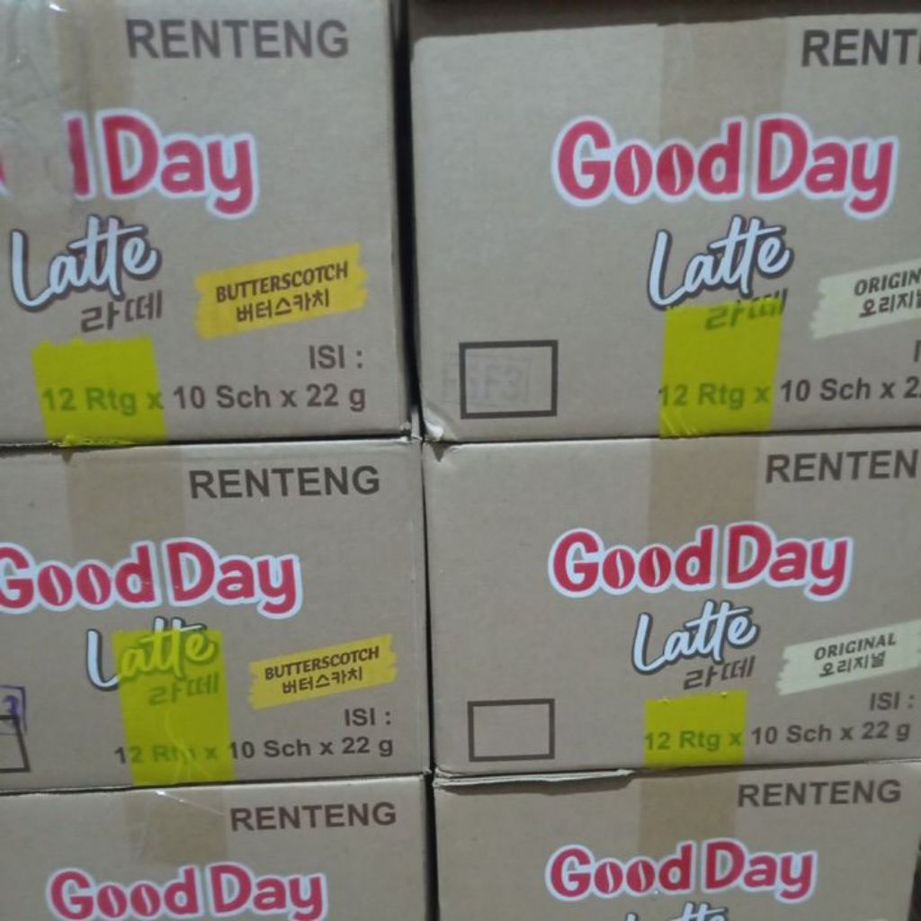 

NEW Good Day Latte 1 Karton 12 Renteng Butterscoth, Original Dan Mix - Coffee Instan-Kopi