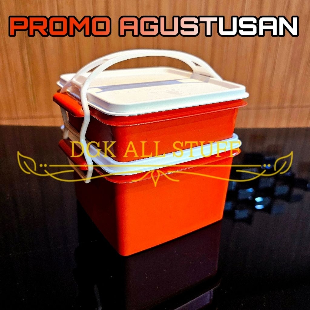 Rantang Segi Persegi Petak Tempat Kotak Makan Bekal Bontot Anak Kerja Katering Prasmanan Piknik Haja