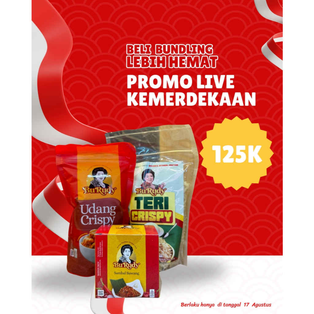 

[LIVE MERDEKA] Paket Bambu Runcing Bawang II Sambal Sachet Bawang, Udang Crispy Pouch, Teri Crispy Khas Bu Rudy