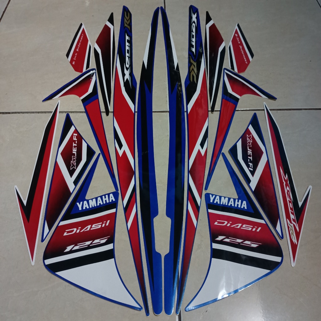 stiker striping yamaha xeon rc 2013 biru putih lis body standar berkualitas original