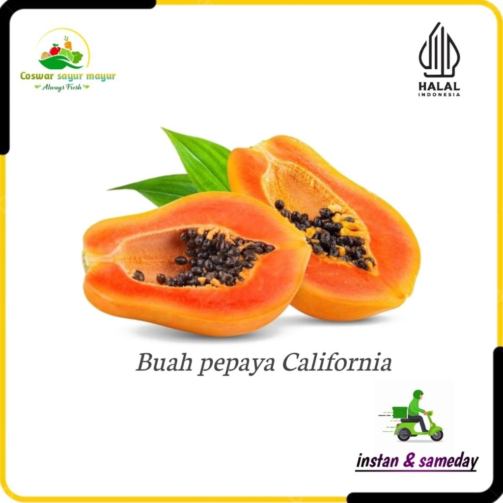

{ 1 buah } pepaya California 750g-1000g buah pepaya matang manis kualitas terbaik