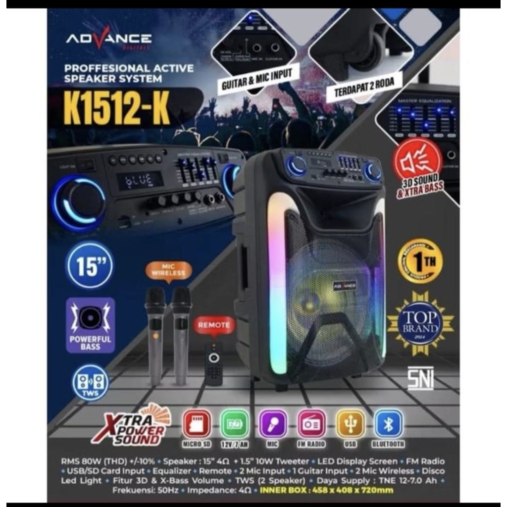 SPEKER PORTABEL ADVANCE 15INCI K1512K