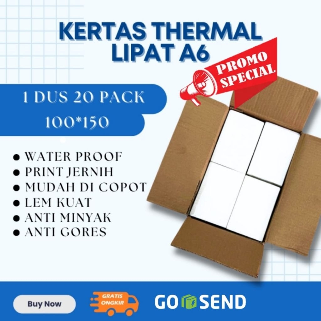 

Promo kertas thermal lipat 100×150*500 1 dus isi 20pack