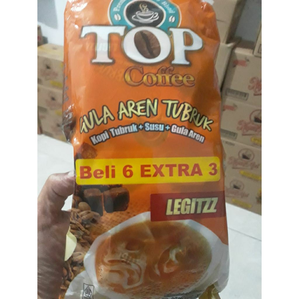 

Top Coffee Gula Aren Tubruk Legitzz Kopi Tubruk + Susu + Gula Aren Isi 9 Sachet
