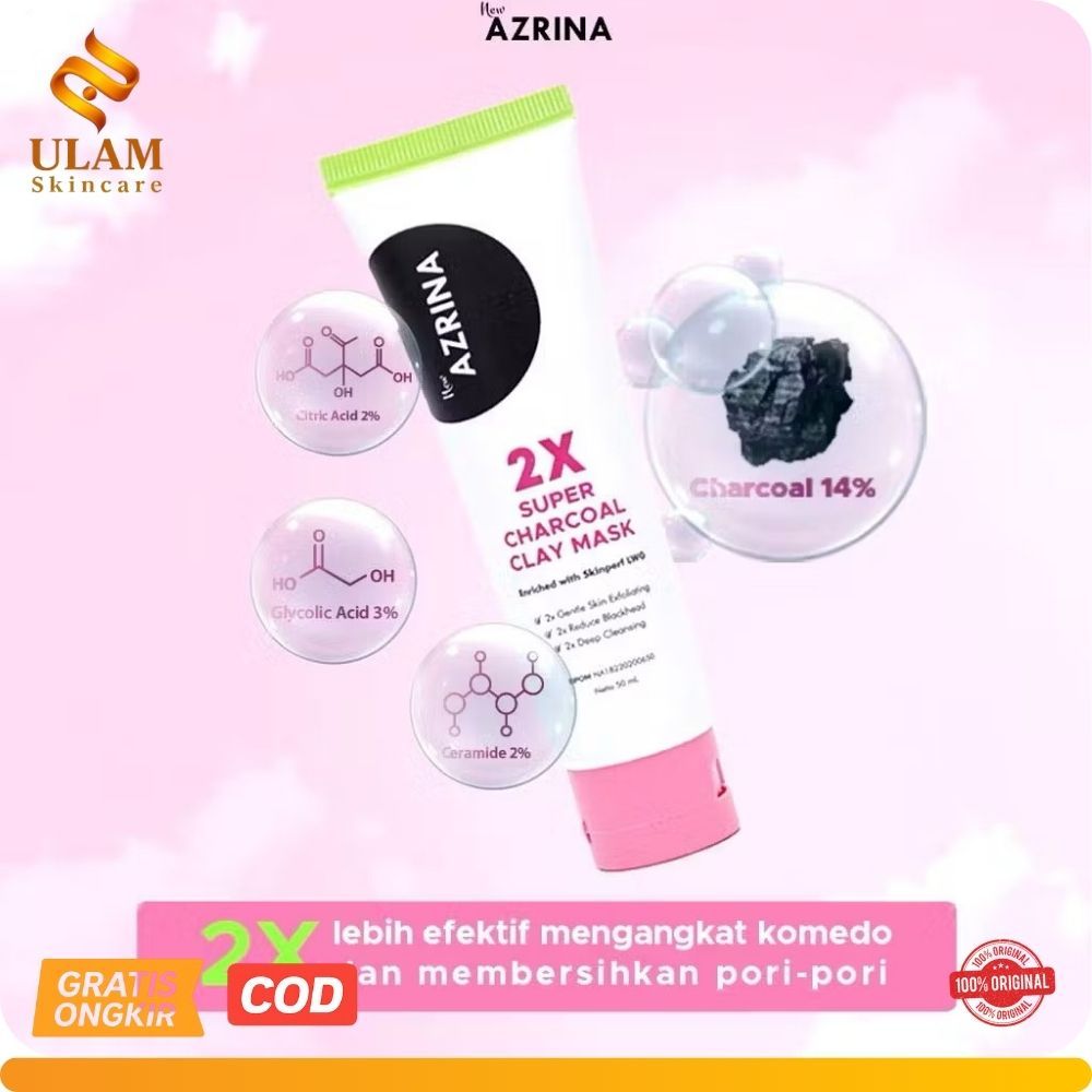 Azrina 2x Super Charcoal Clay Mask 50ml/25ml MASKER WAJAH MUKA