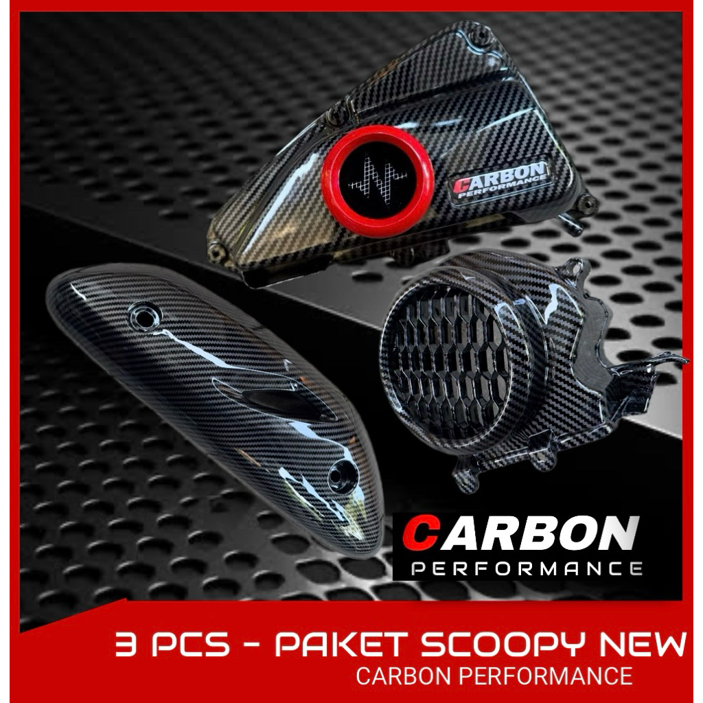 PAKET SCOOPY NEW CARBON CORONG DONAT 3 PCS / paketan carbon scoopy tutup filter scoopy variasi