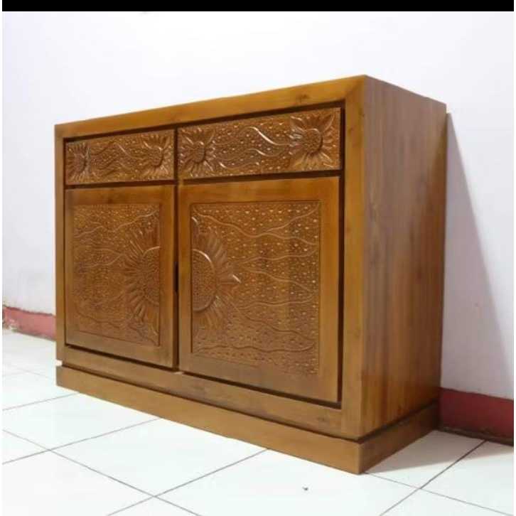 Bupet tv minimalis vintge full ukir kayu jati asli