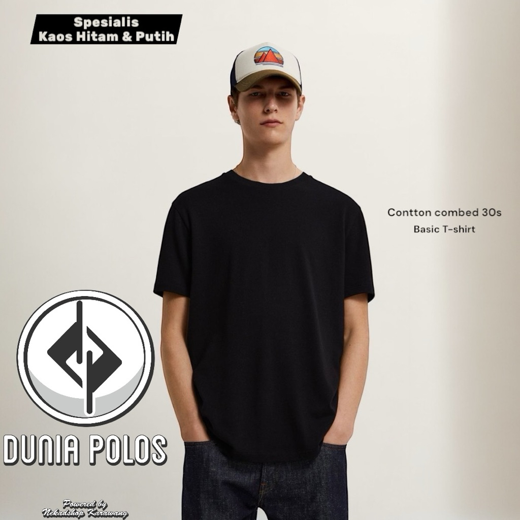 DUNIA POLOS Kaos polos hitam 30s knitto
