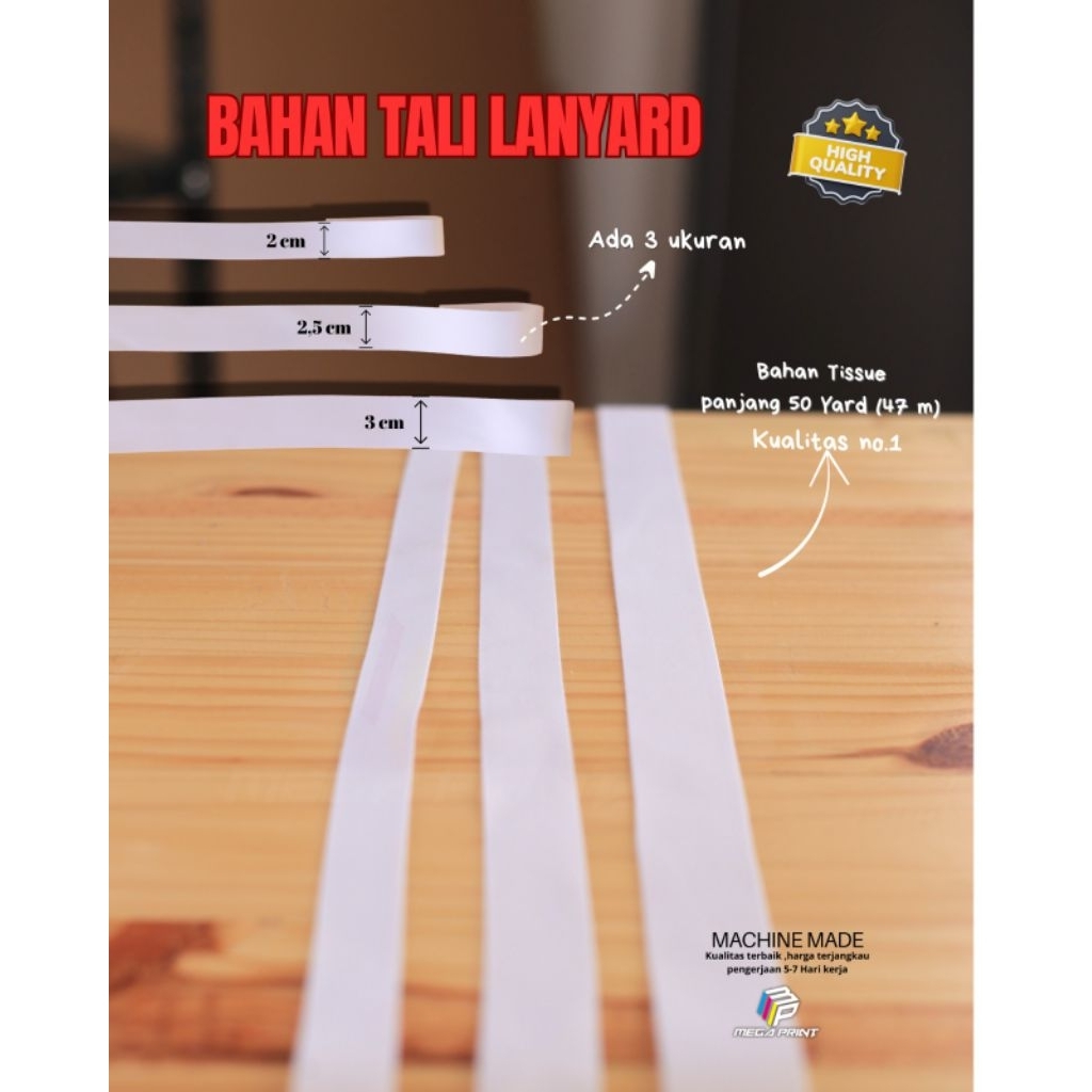

Bahan Polos Lanyard Tissue 2/2,5/3cm per rol