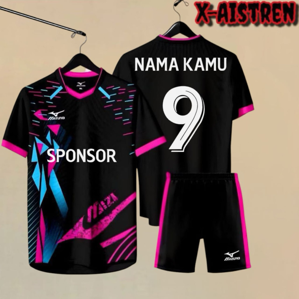 Baju Bola Sablon Nama + Nomor Setelan Baju Futsal Pria Kaos Sepak Bola Volly Badmiton