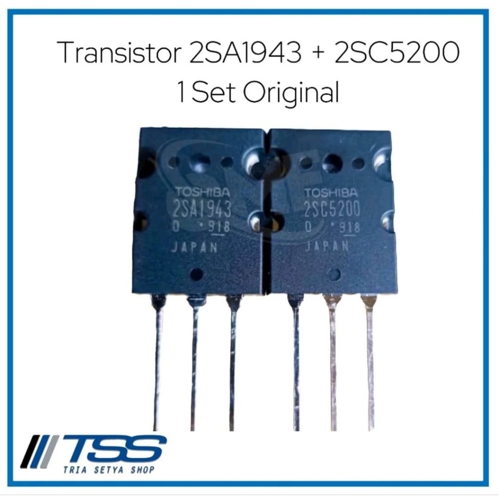 1Set Transistor TOSHIBA 2SC5200 + 2SA1943 / 5200 + 1943 Lot 918 Asli OriginalHarga 1 pasang