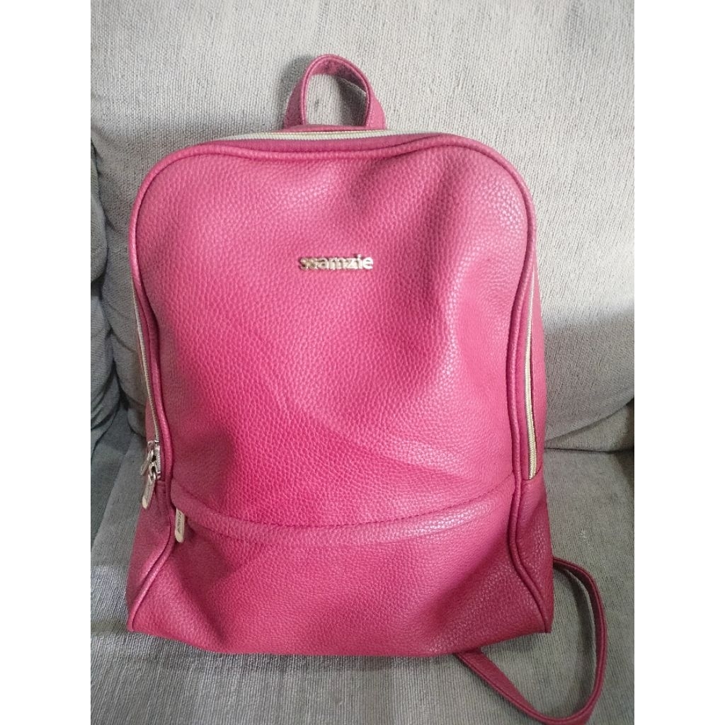 READY Tas Ransel kulit asli Merah preloved