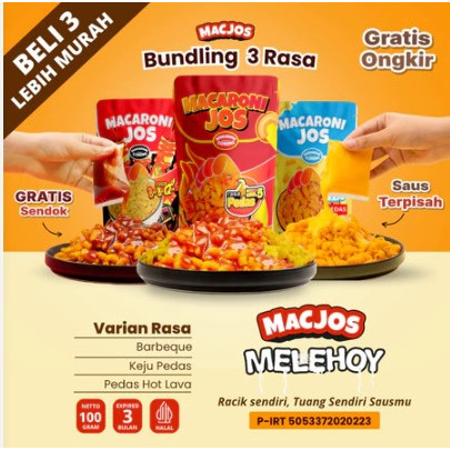 

Bundling 3 Rasa MACJOS Makaroni Melehoy 100gr