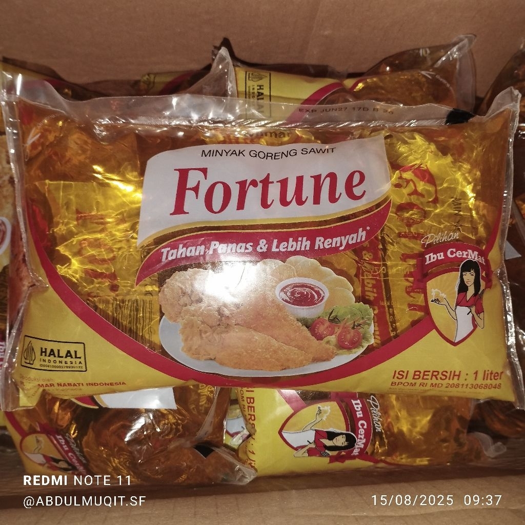 

Minyak Goreng Fortune Bantal 1 Liter Ecer