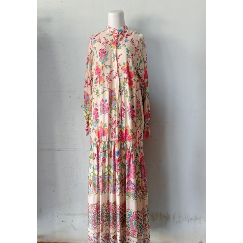 WF-ALEYA DRESS RAYON MOTIF GAMIS REMPEL WANITA