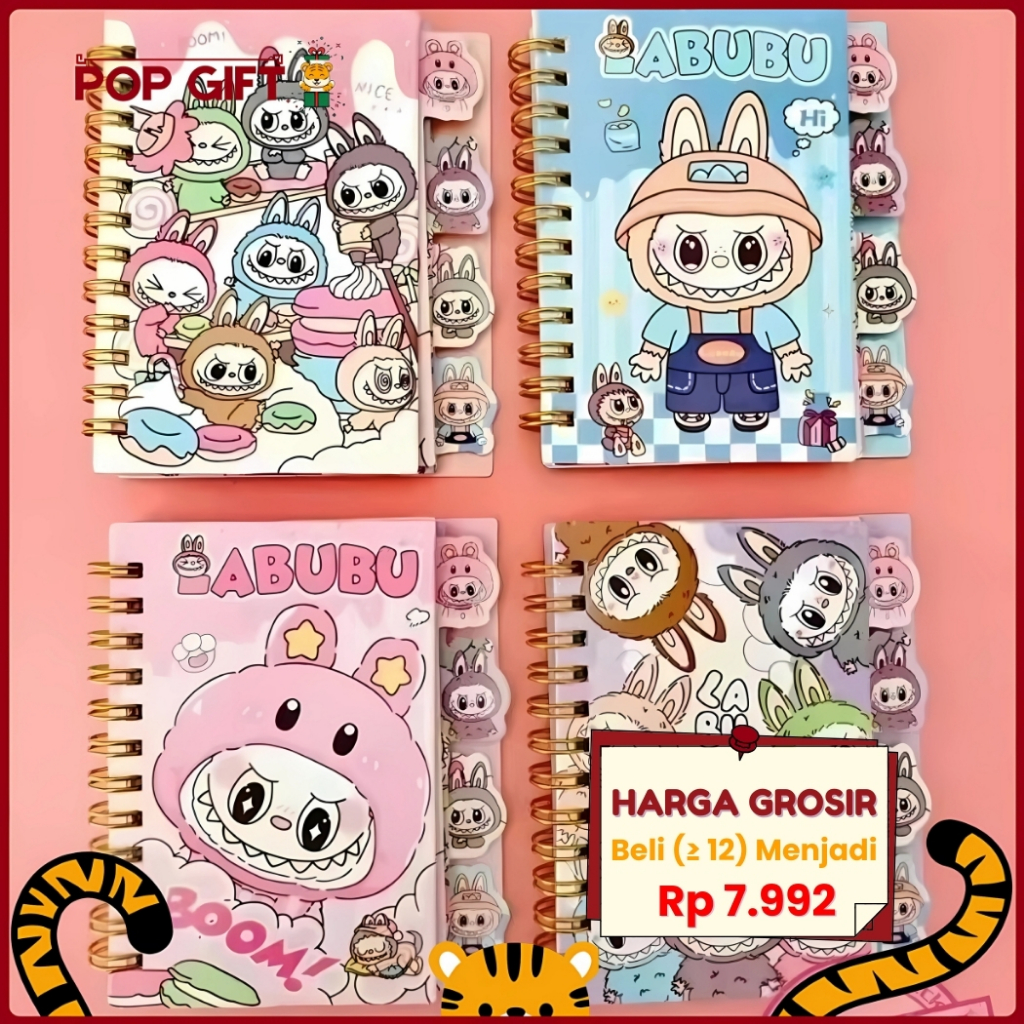 

PG Notebook A7 Ring Buku Tulis Cantik Lucu Karakter Buku Catatan Note Motif Labubu ATK Buku MB31