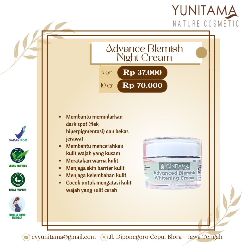 Advanced Blemish Whitening Cream | Yunitama Cosmetics