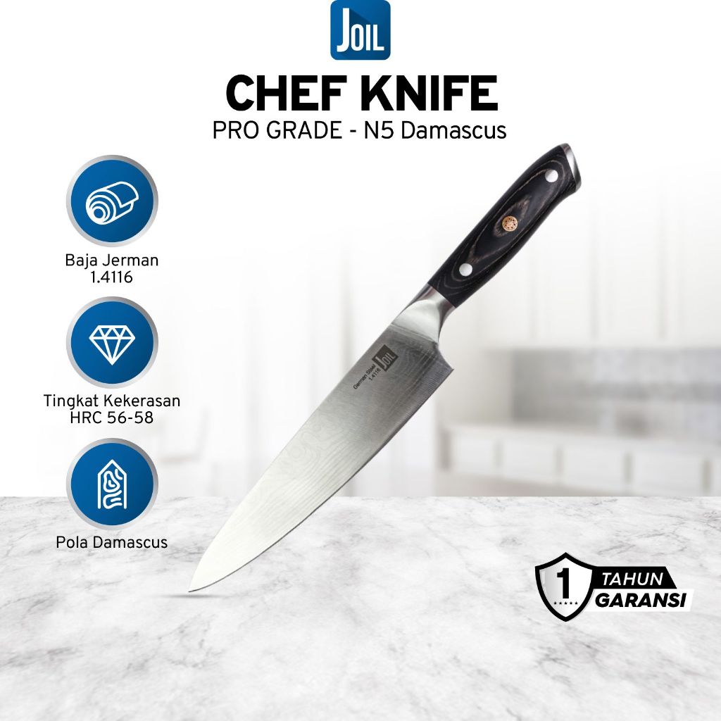 Joil Pisau Dapur Chef Knife Germany Steel N5-Damascus