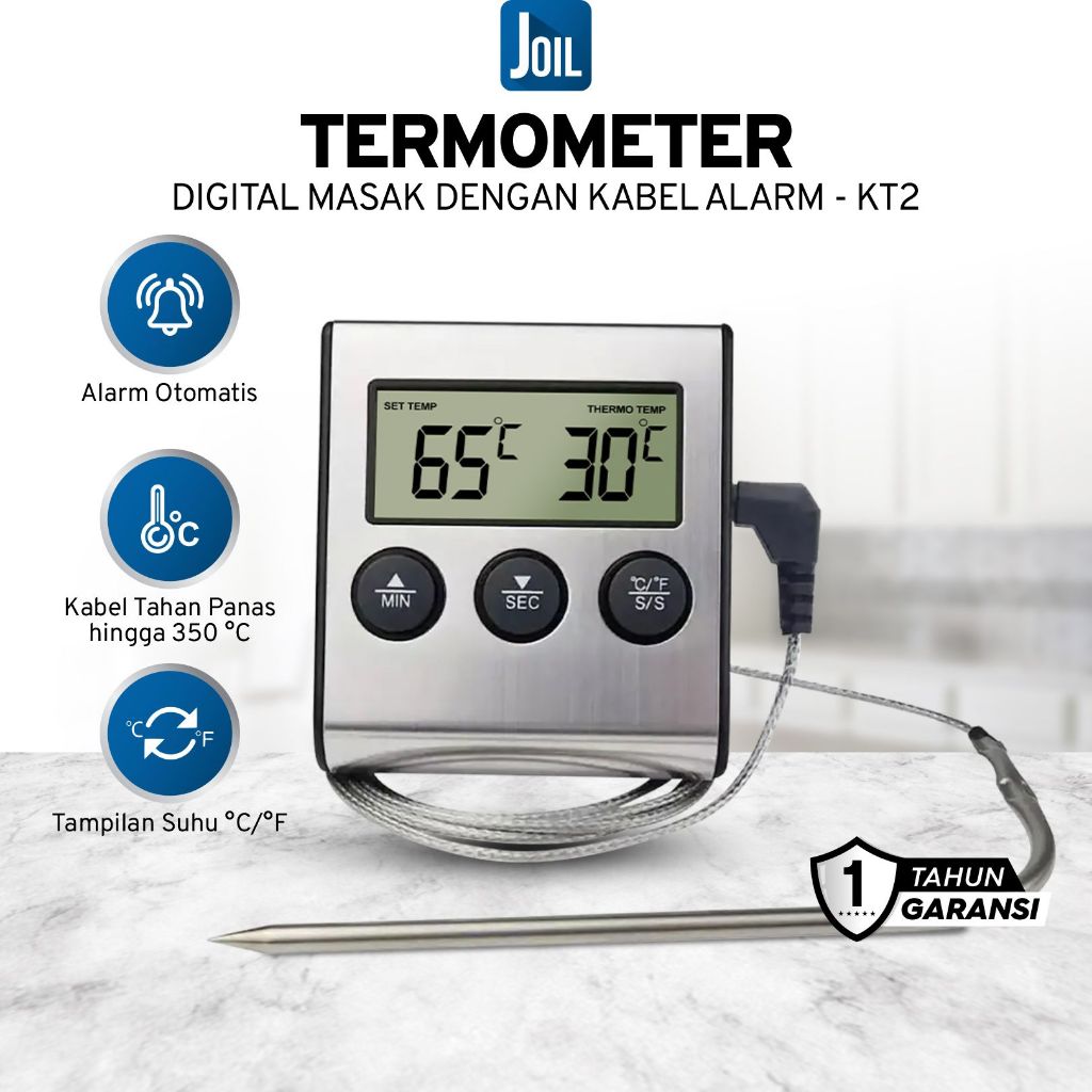 Joil Termometer Oven Masak Digital Waterproof 300°C with Timer KT2