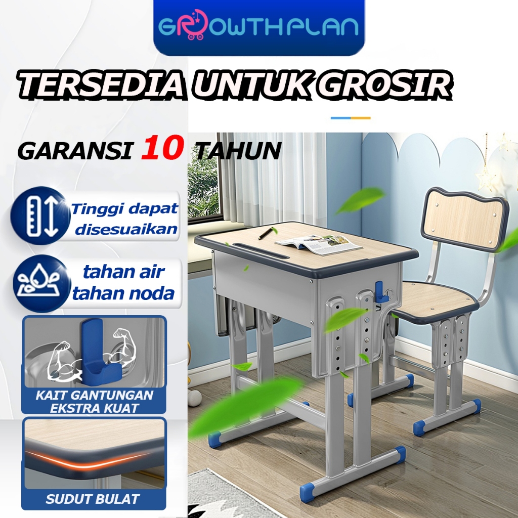 (Bisa Grosir)Set Meja Kursi Belajar Anak SD - Meja Belajar Adjustable & Aesthetic - Kursi Belajar An