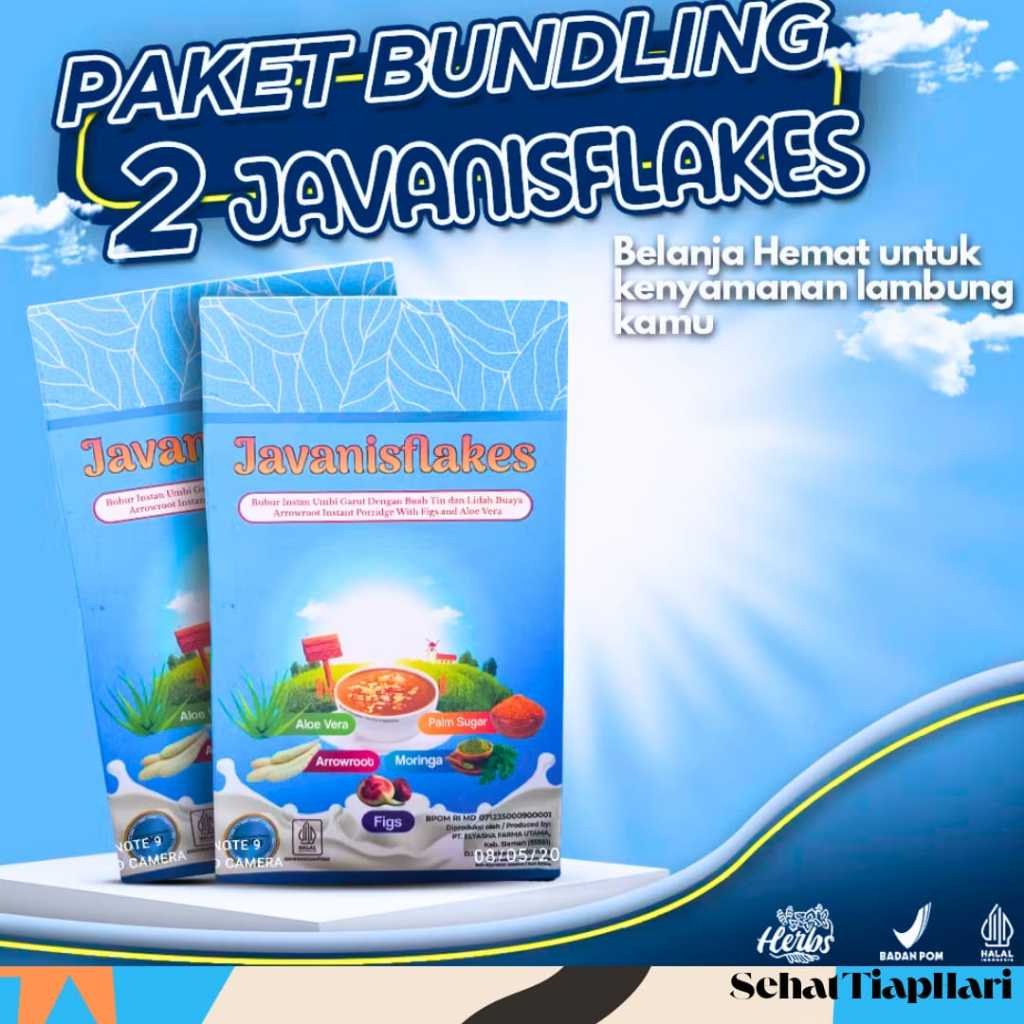 

2 Box Javanisflakes Sereal Umbi Garut Asam Lambung Maag BPOM & Halal / Javanisflakes