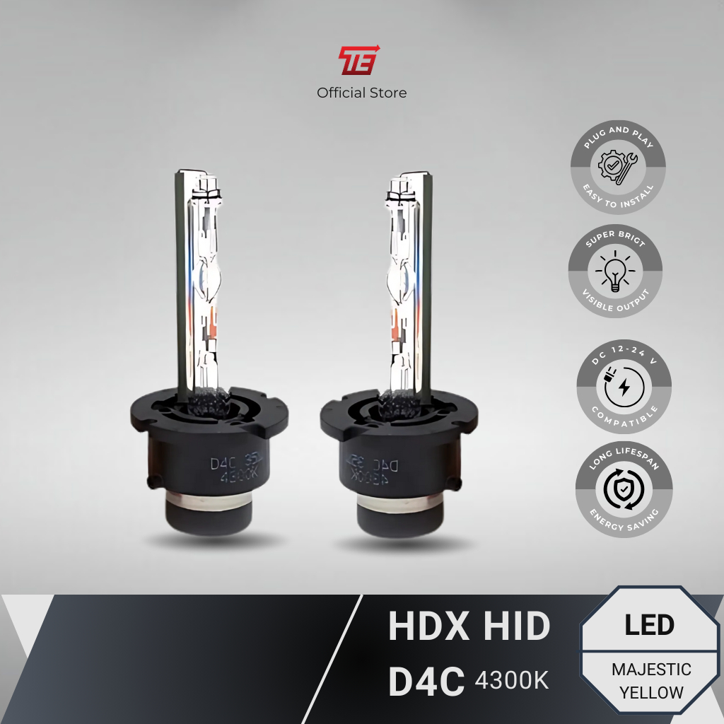 THOWARD LAMPU MOBIL - HDX HID D4C BULB 4300K (MAJESTIC YELLOW) - SUPER BRIGHT Headlamp Vellfire