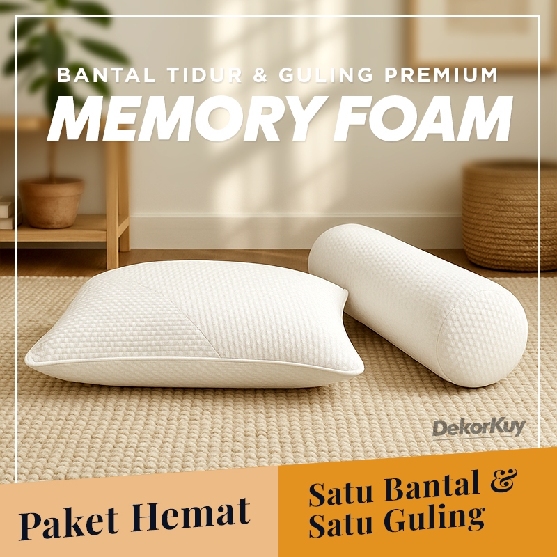 Paket 1 Bantal Tidur + 1 Guling Kesehatan Memory Foam / Bantal Tidur Memory Foam / Bantal Tidur Kese