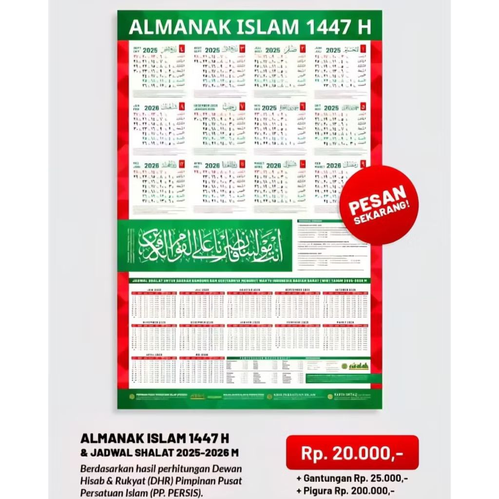 

Kalender Hijriyah Masehi 1447 H Lengkap jadwal sholat