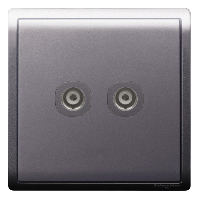 Schneider TV Double Pieno Silver 2 Gang TV Socket