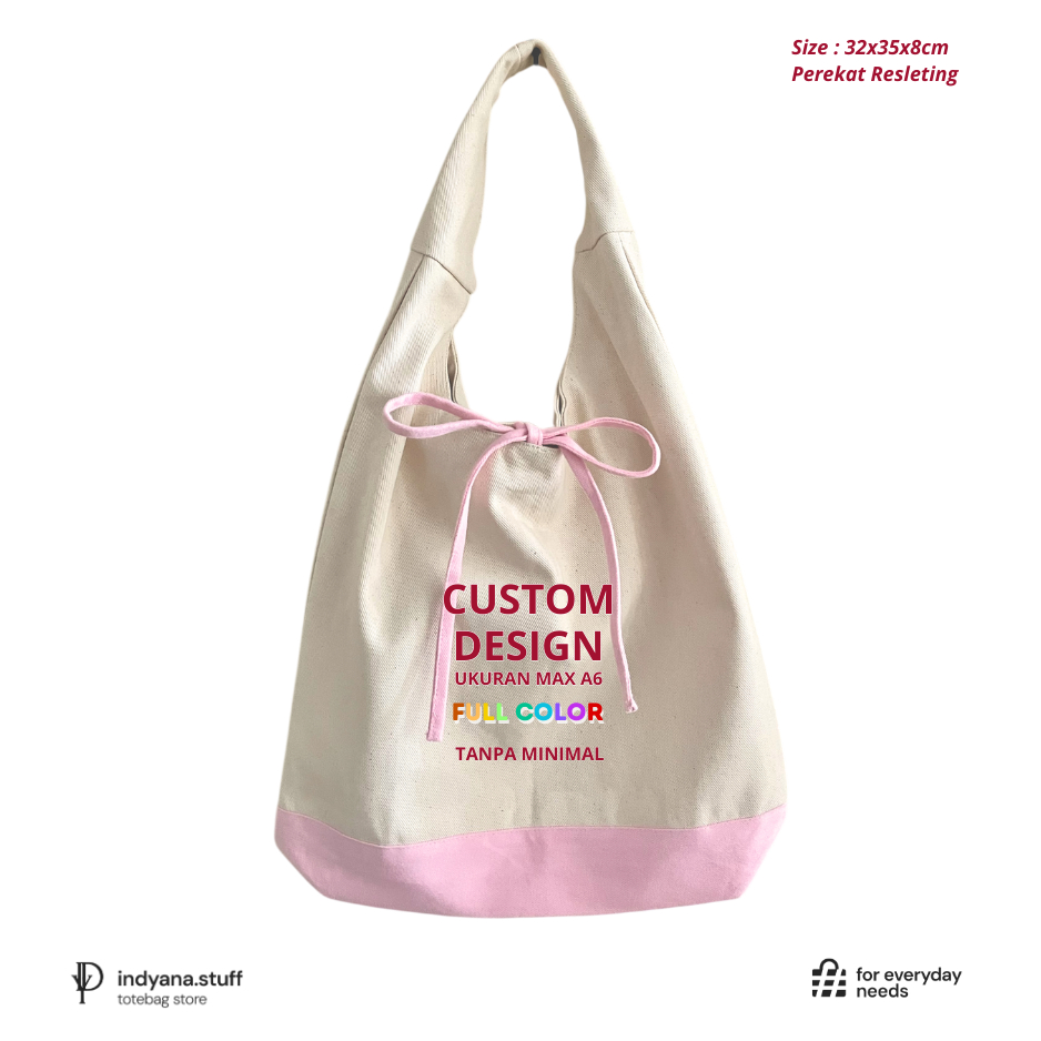 TAS TOTEBAG RIBBON BOW CUSTOM SATUAN TAS KANVAS PREMIUM ( MAGNET ) - BEBAS CUSTOM