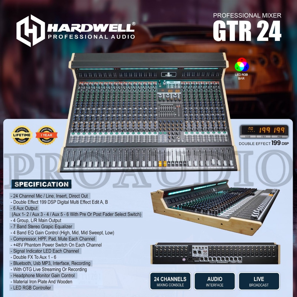 Hardwell GTR 24 Original Mixer Audio 24 Channel / Double Effect & Audio Interface / HARDWELL GTR - 2