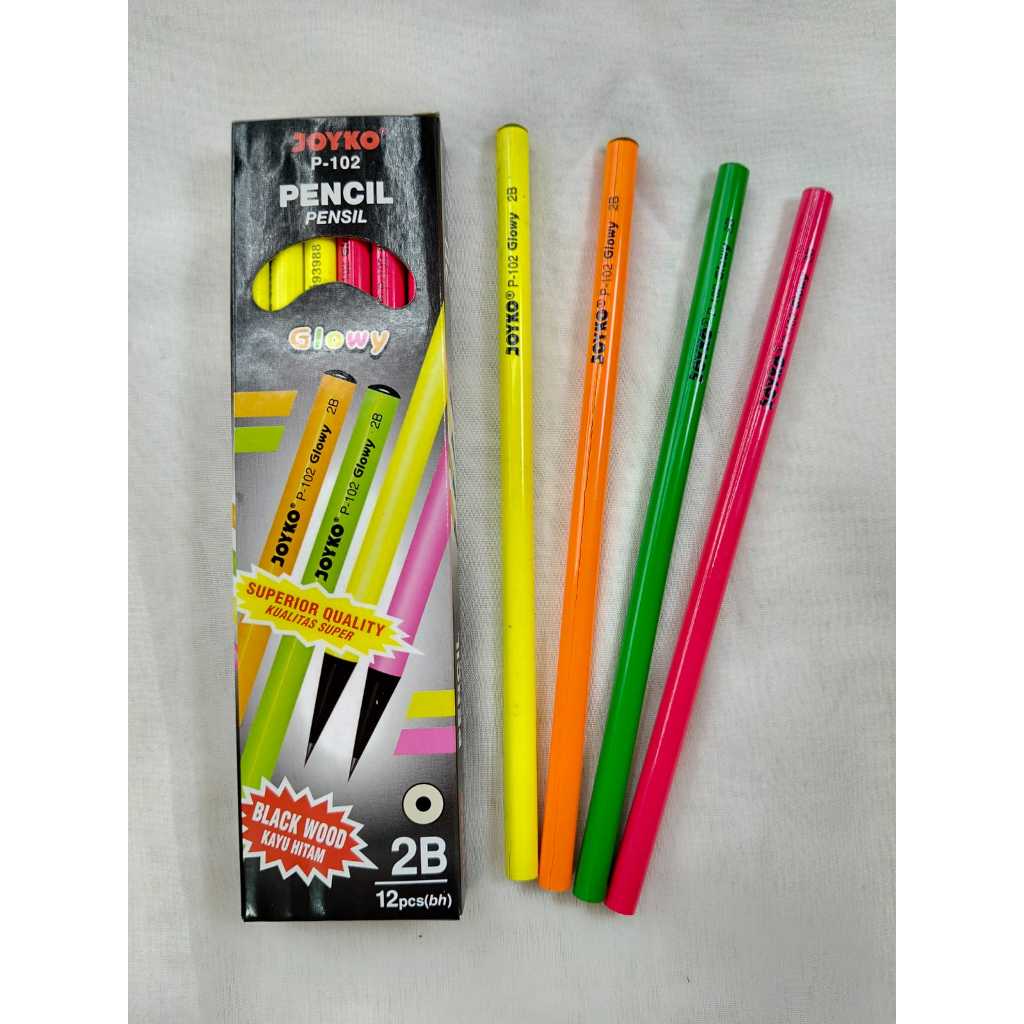 

JOYKO PENCIL 2B P-102 - LUSIN / PENSIL JOYKO 2B P-102 ISI 12 PCS / PENSIL 2B GLOWY(12PC) JOYKO 2B PENSIL HITAM NEON P-102