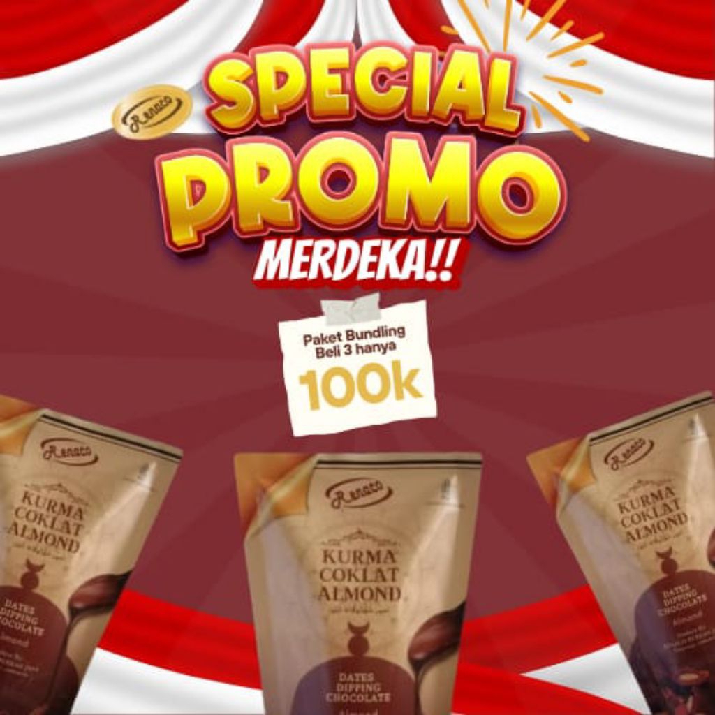 

Coklat Kurma Almond Promo Special Bundling Merdeka Rp 100K