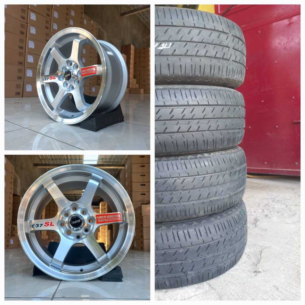 ( PROMO) PAKET 1 SET Velg BARU Ban SECOND TE37 R15 H4 dbl 100/114 lbr 7 rt ET 35 Warna Silver Polish