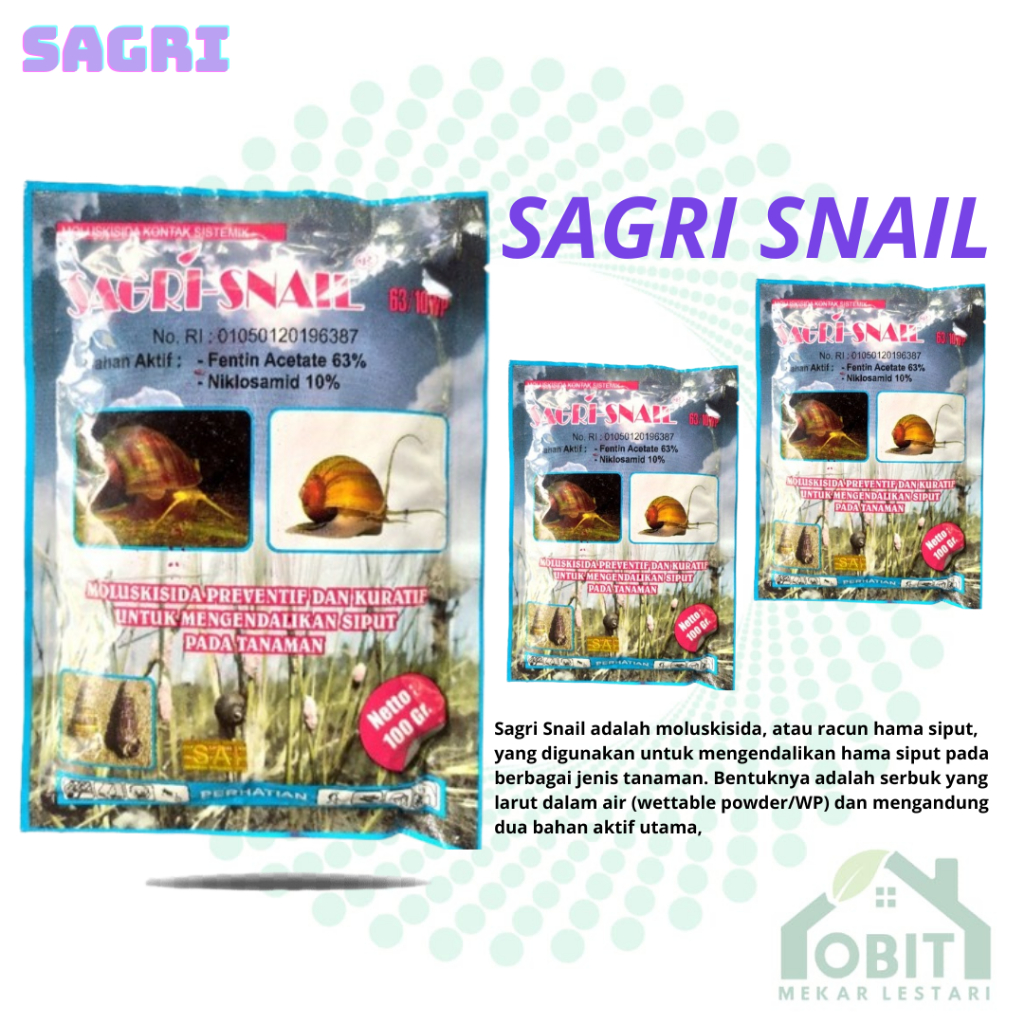 Moluskisida kontak sistemik SAGRI-SNAIL sagrisnail 63/10WP 100gr KEMASAN PABRIK ORIGINAL