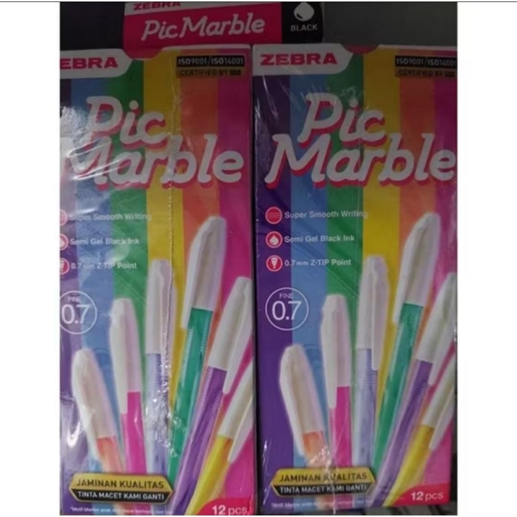 

PULPEN ZEBRA PIC MARBLE 0.7MM HITAM (PER BOX 1 LUSIN) BERKUALITAS / PULPEN SEMI GEL / BALLPOINT ZEBRA PIC MARBLE / BOLPEN ZEBRA PIC MARBLE / PULPEN MURAH BERKUALITAS