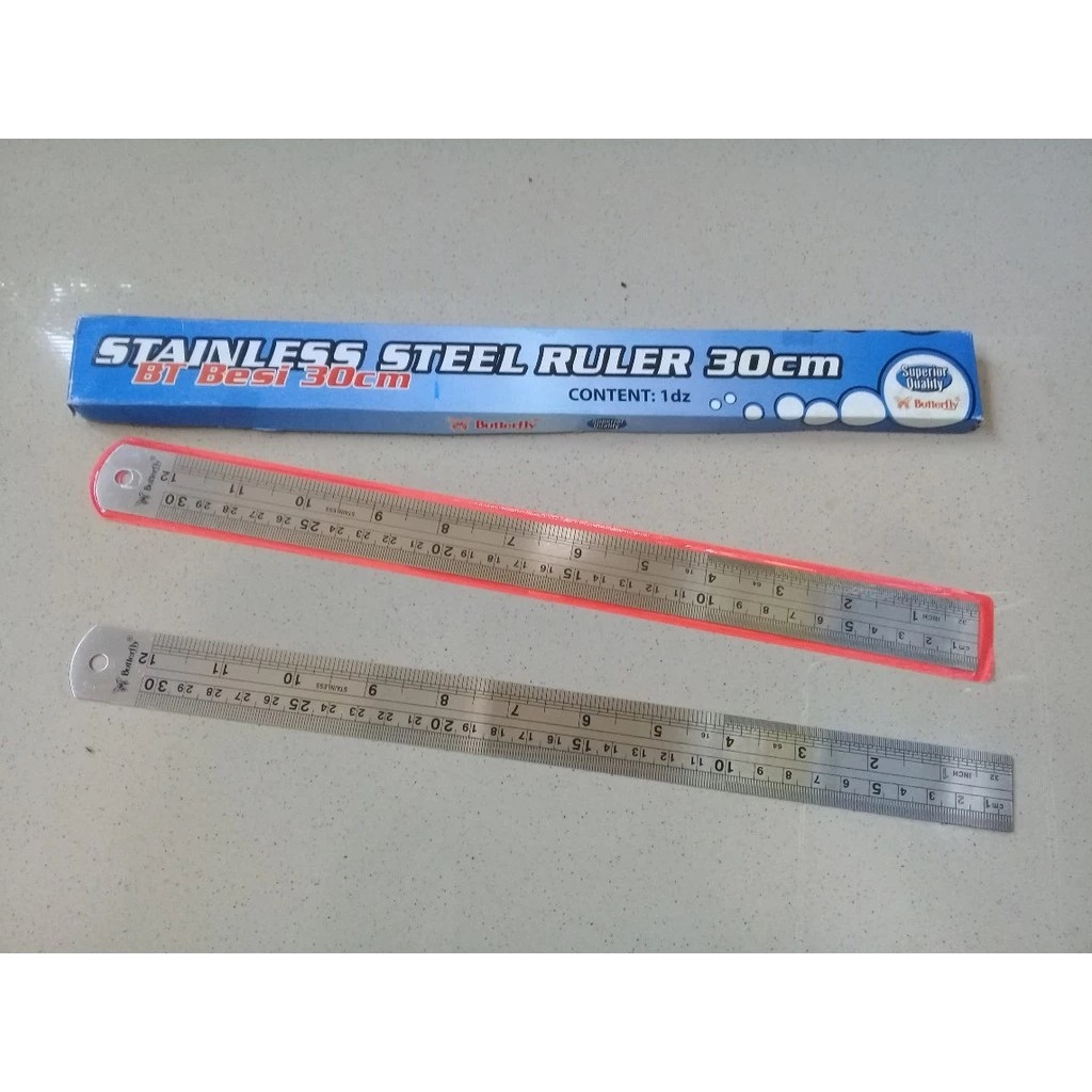 

Butterfly Stainless Steel Ruler Penggaris Besi 30cm