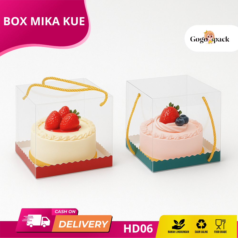 

Box Mika Transparan / Box Mika / Box Mika Handle / Box Tali / Box Makanan / Box Hampers / Tali Kotak Kue / Box Tart I HDI06-HDI15